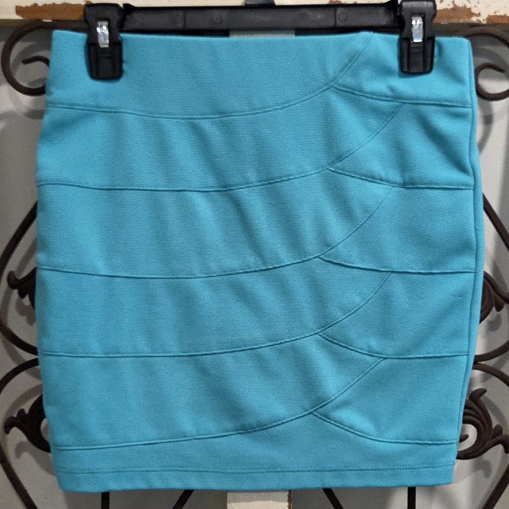 Charlotte Russe Y2K Turquoise Bandage Mini Skirt Womens M Bodycon Clubwear
